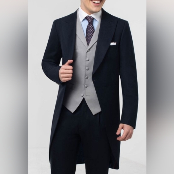 Dobell Navy Herringbone Morning Tailcoat SZ 46R - Picture 1 of 9